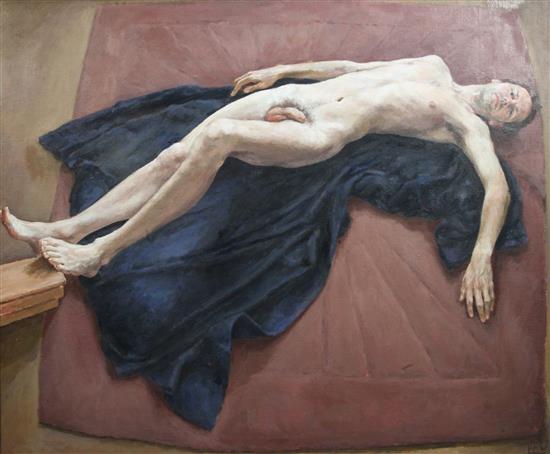 Patricia Vaughan Wright (1925-) Reclining male nude, 32 x 38in.